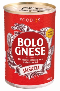Foodi3S - Originale Tomatensauce Bolognese Salsiccia mit Schweinehack - 400 Gramm